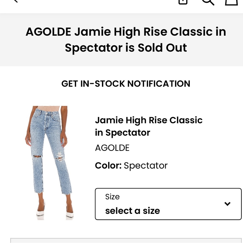 AGOLDE High Rise Jeans in Spectator Blue